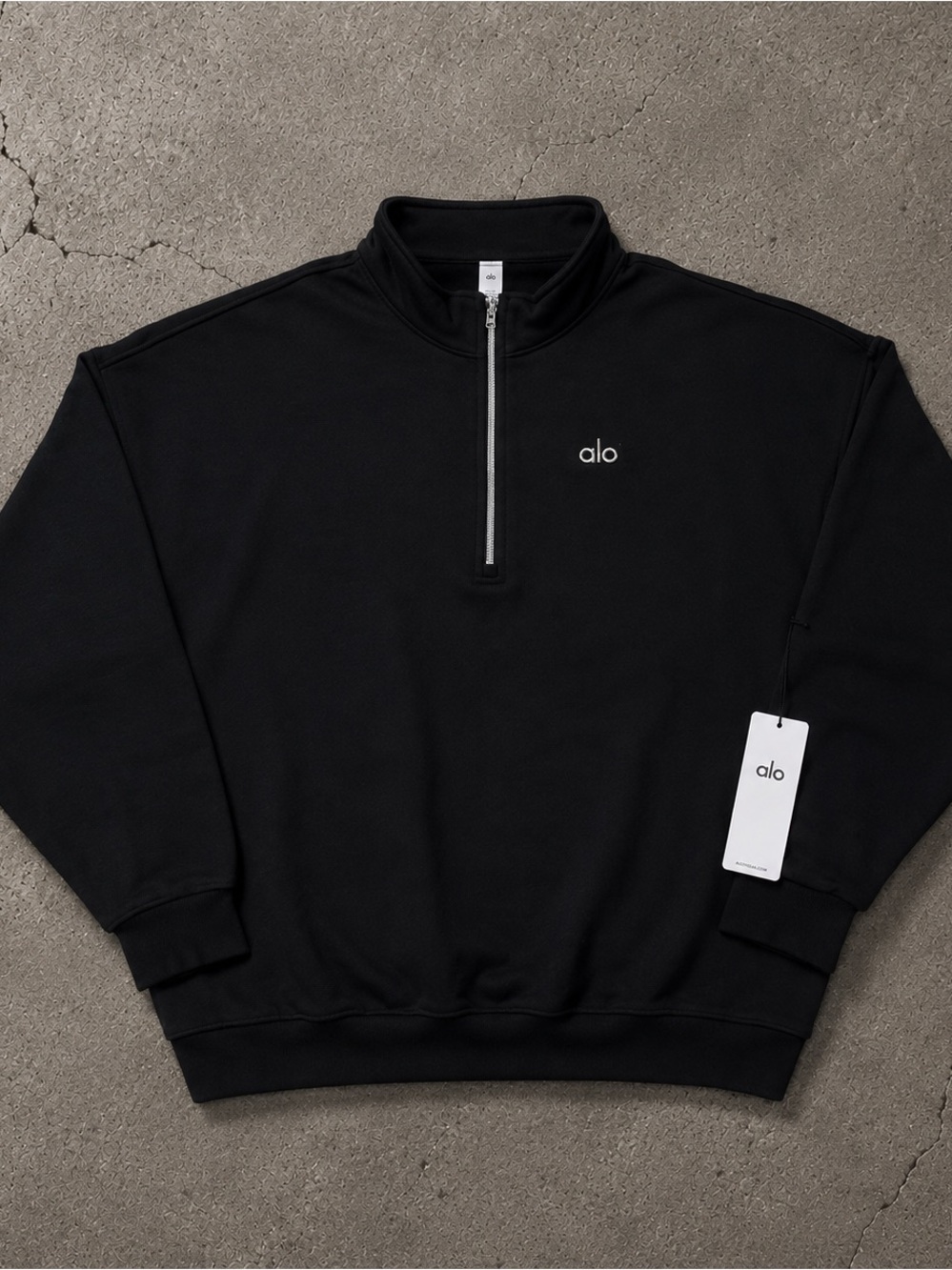 Alo Black Quarter-Zip Pullover Sweater